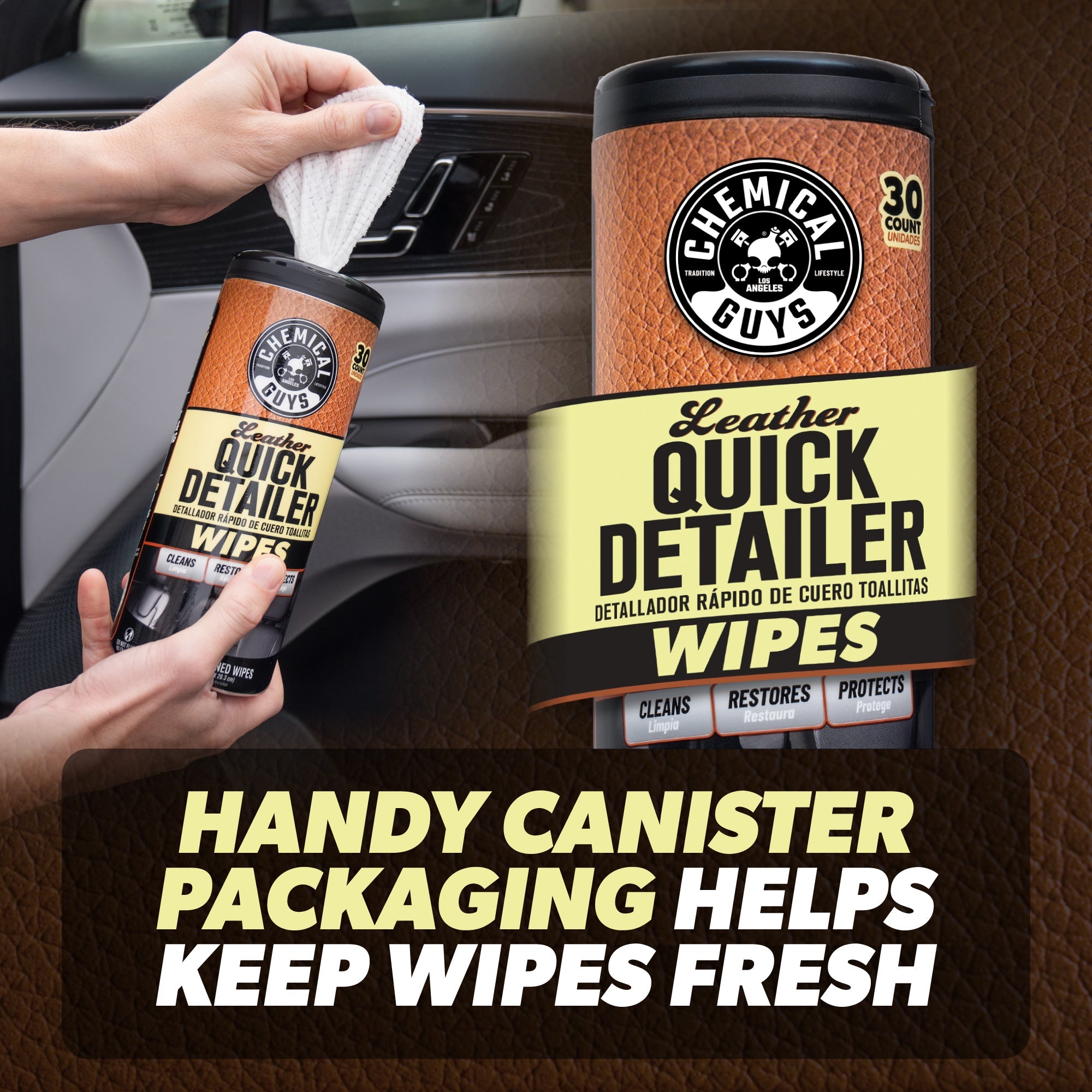 Leather Quick Detailer Wipes 3-Pack Kit