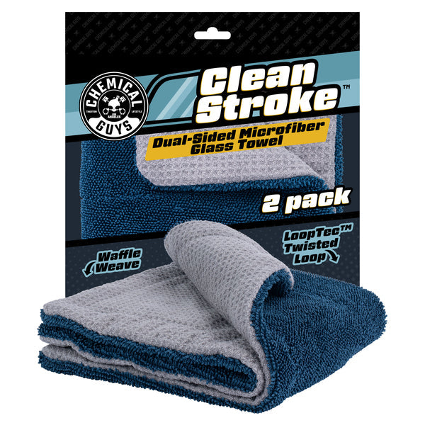 CleanStroke Dual-Sided Microfiber Glass Towel 2-Pack I9